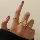 Набор колец в стиле панк VAGZEB, кольцо с металлической геометрической круглой пряжкой, с индексом аксессуары для пальцев, Ювелирное Украшение для женщин