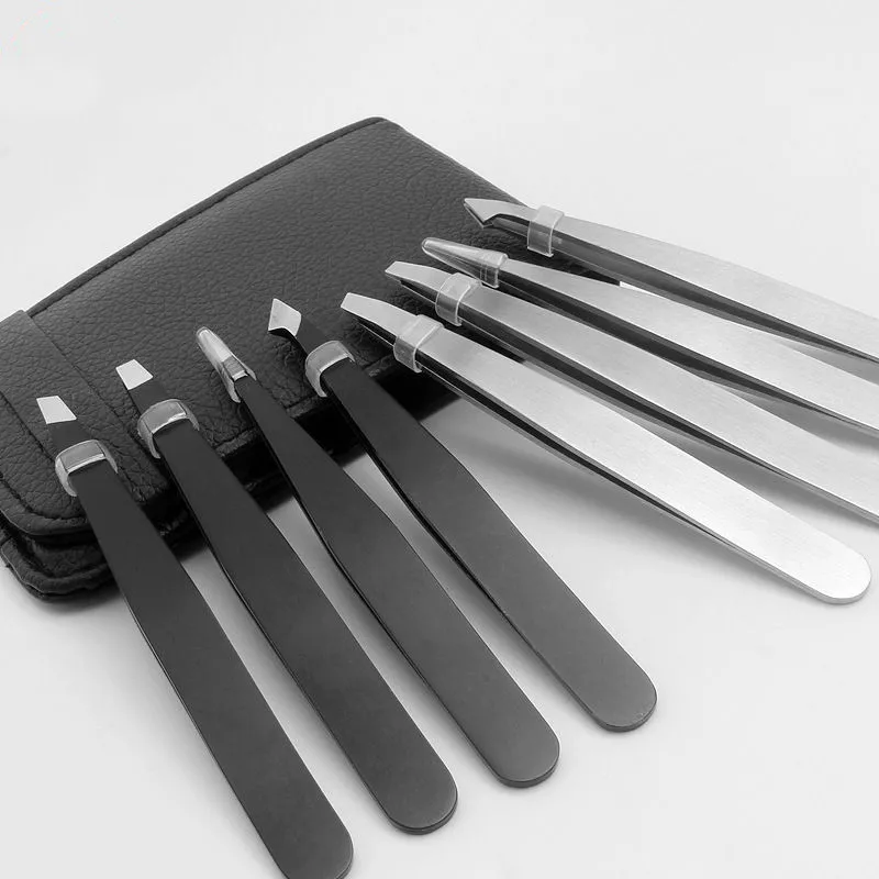 Пинцет для бровей из нержавеющей стали с наконечником/косым