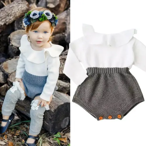 

Cute Knitted Rompers Newborn Baby Girls Clothes Wool Knitting Tops Long Sleeve Baby Girl Romper Warm Outfits Clothes
