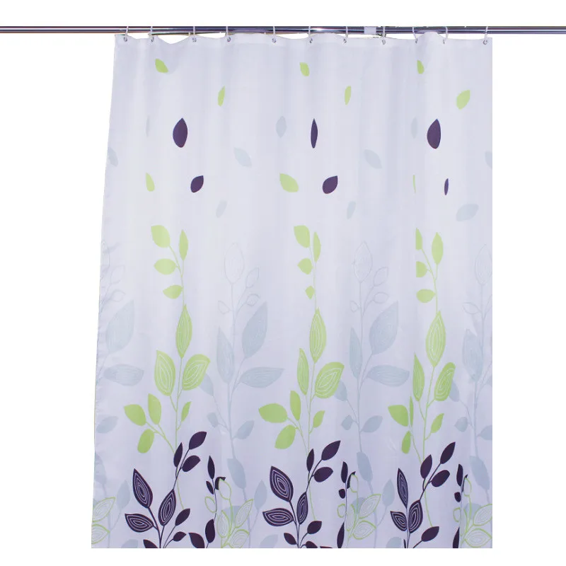 

Waterproof Shower Curtains with Free Hooks JinyaHome Thick Polyester Fabric Leaf Print Grommet Plumb Design White Shower Curtain