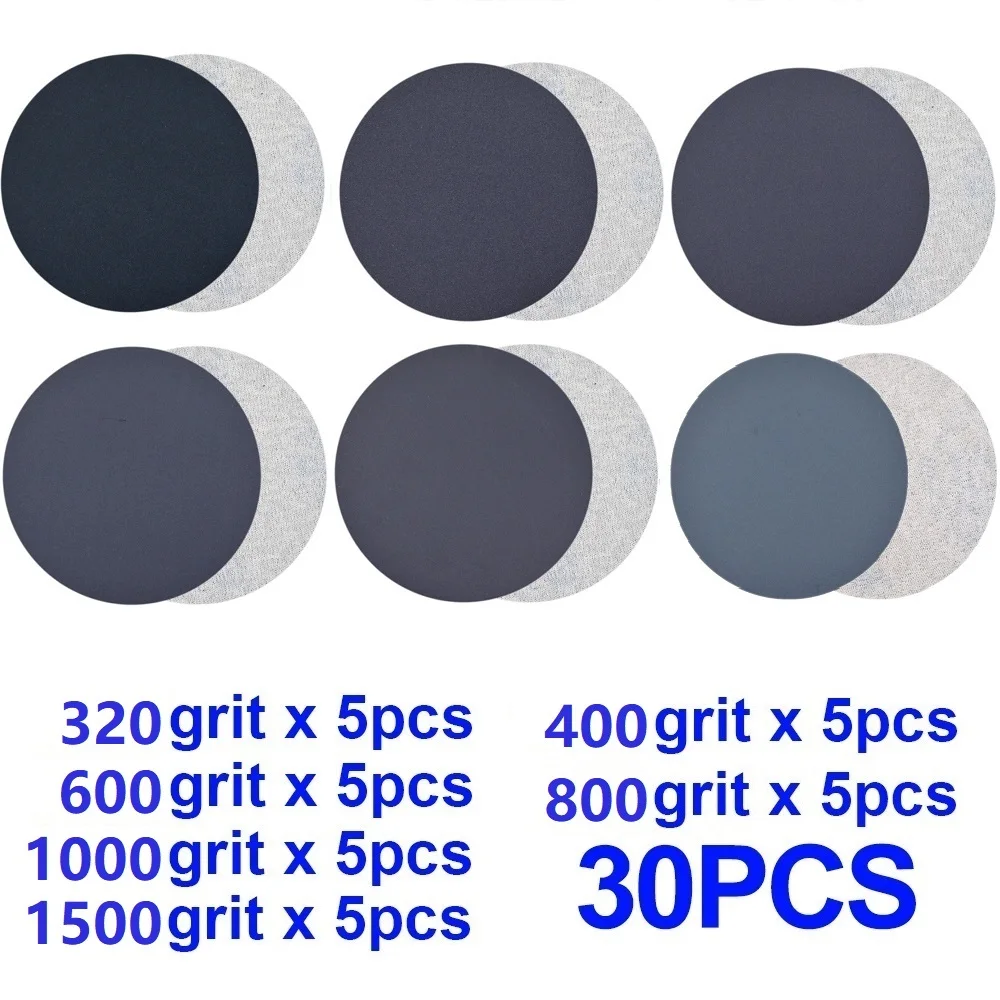 

30Pcs 75mm 3inch Sanding Discs Sander Disc 320/400/600/800/1000/1500 Grit Hook Loop Wet/Dry Round Sandpaper Disk Sand Sheet