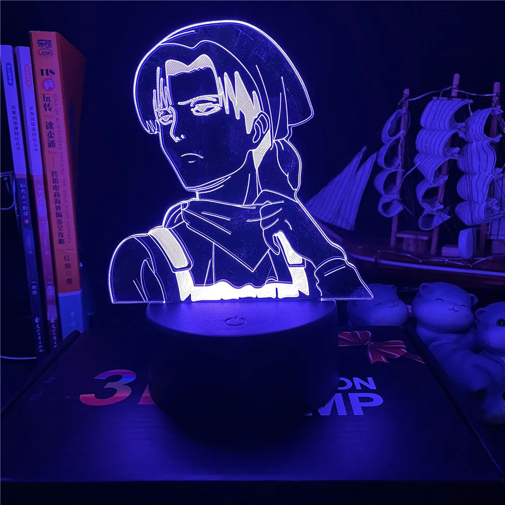 

Акриловый 3d светильник Levi Ackerman, светодиодная лампа «атака на Титанов» для домашнего декора, ночсветильник в стиле аниме, подарок для детей