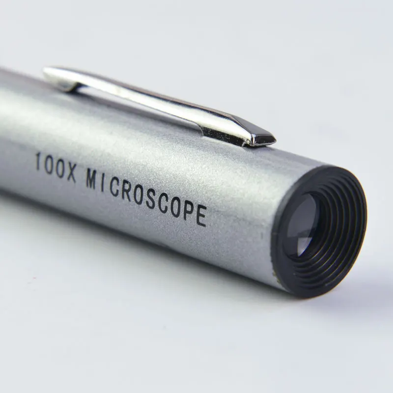 100x фокусировка регулируемая ручка стиль Карманный микроскоп с светодиодный