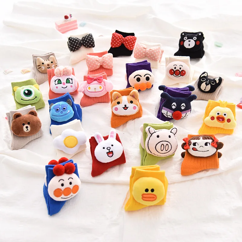 Носки для малышей модные детские с рисунком куклы мальчиков и девочек хлопковые