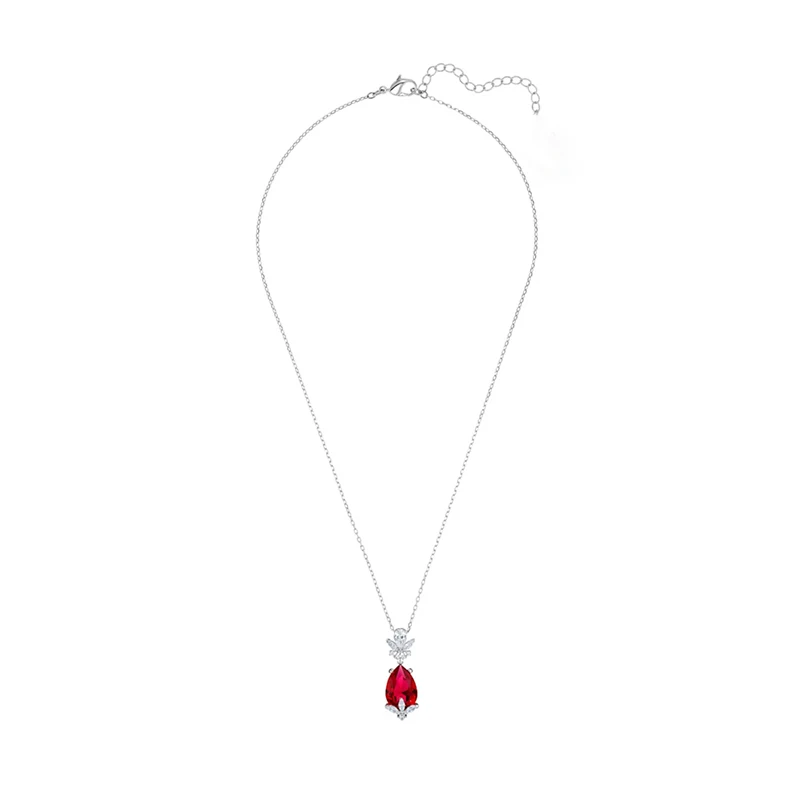 

2020 Fashion Jewelry Pendant Necklace Red Frost Winter Leaf Decoration Crystal Female Elegant Romantic Gift