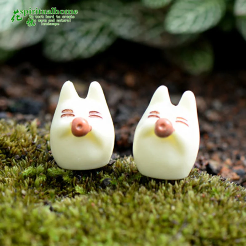 Мини Белый Tonari Totoro кошка японского аниме мультфильм маленькая статуя фигурка
