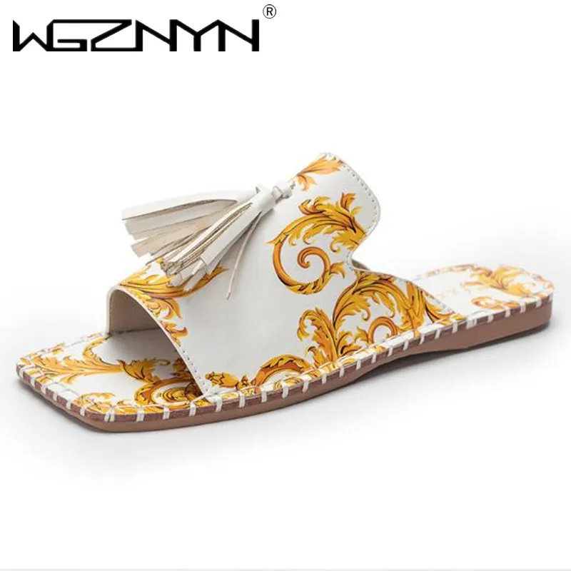 

Women's Slippers Fashion Tassels Summer Shoes Brand Beach Slides Retro Mules Shoes Ladies Flat Slipper Outdoor Shoes Women 2021