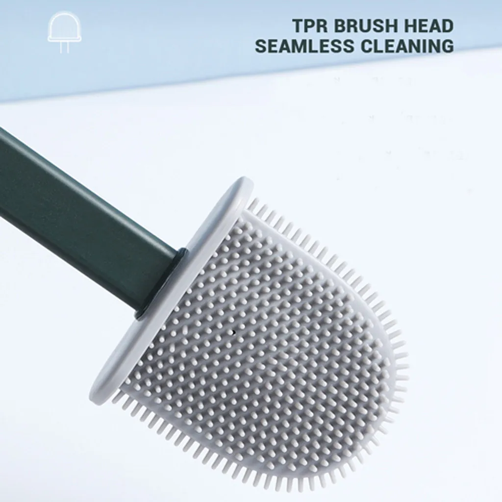 

2020 Silicone Toilet Brush Soft Bristle Wall-mounted Bathroom Toilet Brush Holder Set Clean Tool Durable Thermoplastic Rubber