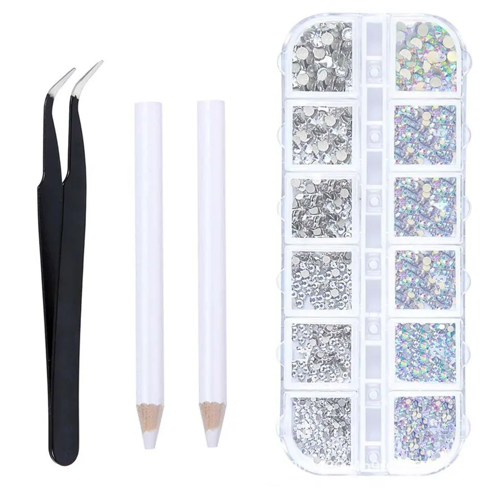 

Nail Jewelry Set Flat Bottom Diamond Symphony Ab Color Shaped Rhinestone Nail Decoration Glass Diamond Box Nails