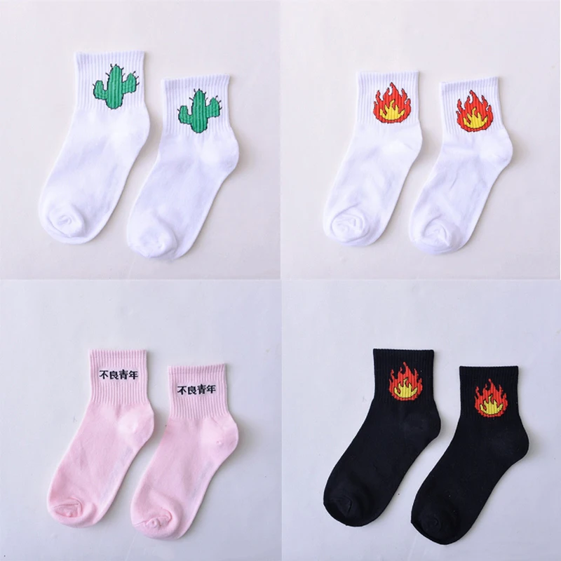 носки женские короткие модные стильные белые розовые черные теплые забавные из