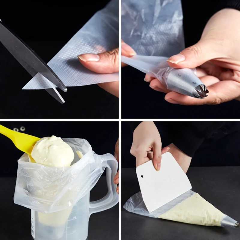 100 шт кухонный пластиковый кондитерский мешок одноразовый для украшения торта
