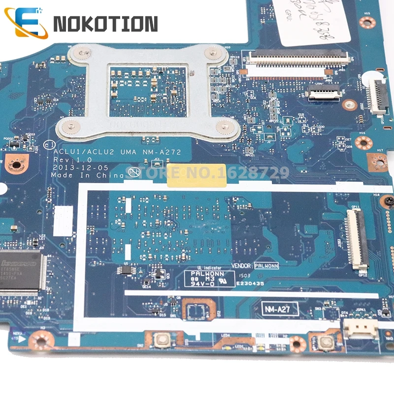 nokotion laptop motherboard for lenovo ideapad g50 70 z50 70 sr1en i3 4030u ddr3l 5b20g38593 aclu1 aclu2 uma nm a272 free global shipping