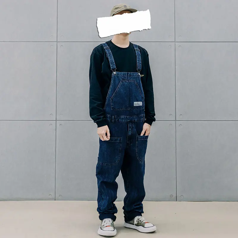 Джинсовые комбинезоны мужские джинсовые уличные прямые свободные брюки-карго в