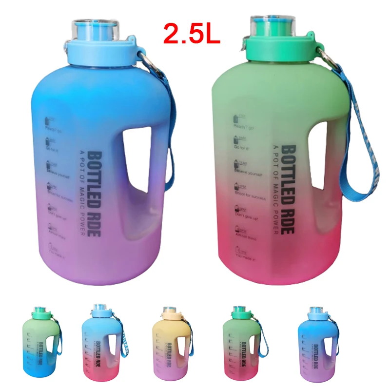 

2.5L Мотивационная бутылка для воды с маркером времени, герметичная Спортивная бутылка для воды без бисфенола А, бутылка для воды для фруктов,...