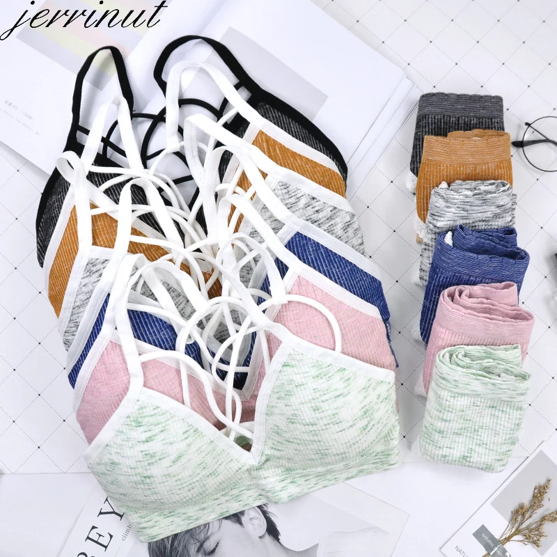 Jerrinut Для женщин бюстгальтер и трусики набор пуш ап спортивный для девочек