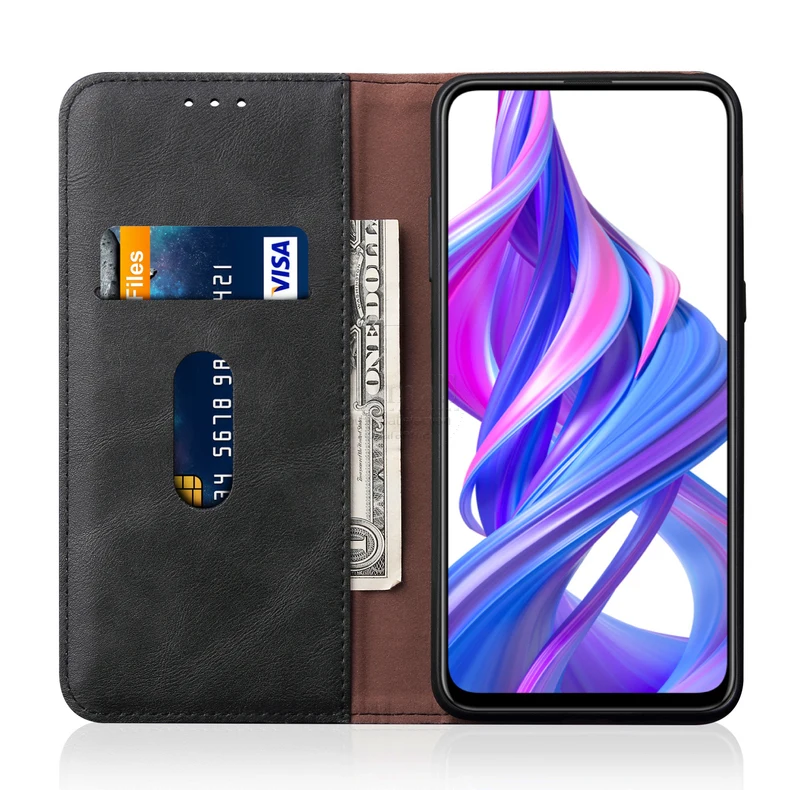 Роскошный тонкий кожаный флип-чехол в стиле ретро для huawei Honor 9X Чехол-кошелек с подставкой для карт Магнитный чехол-книжка для Honor 9X Премиум чехол s