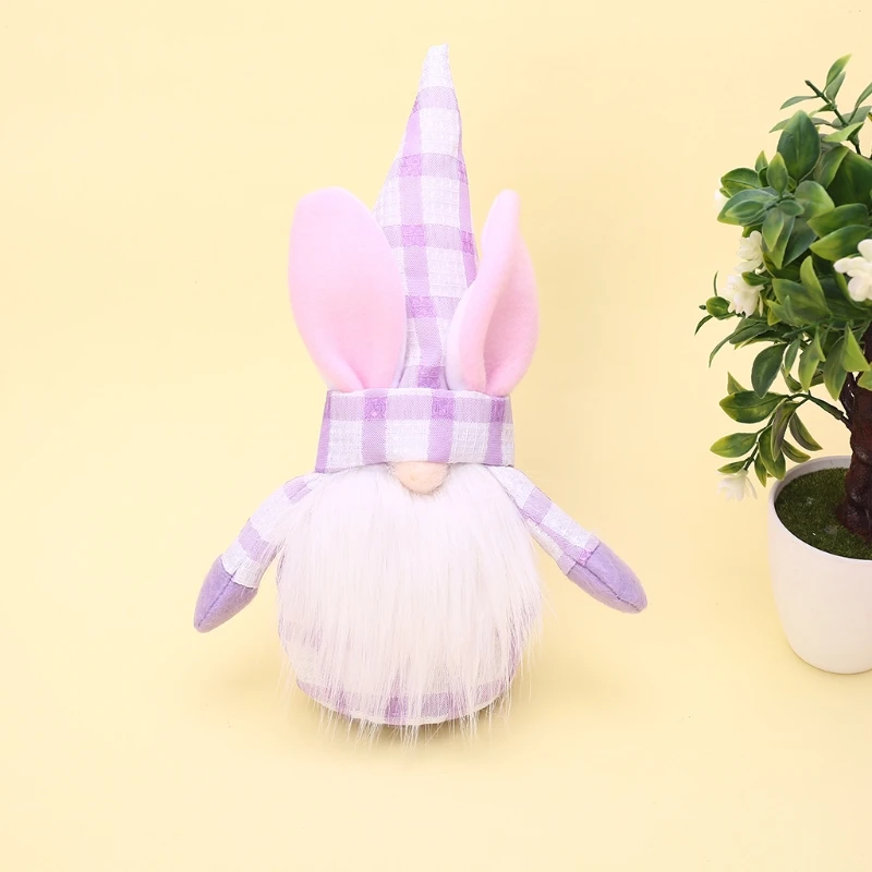 

Easter Bunny Gnome Decoration Grid Faceless Doll Plush Dwarf Swedish Tomte Elf 69HF