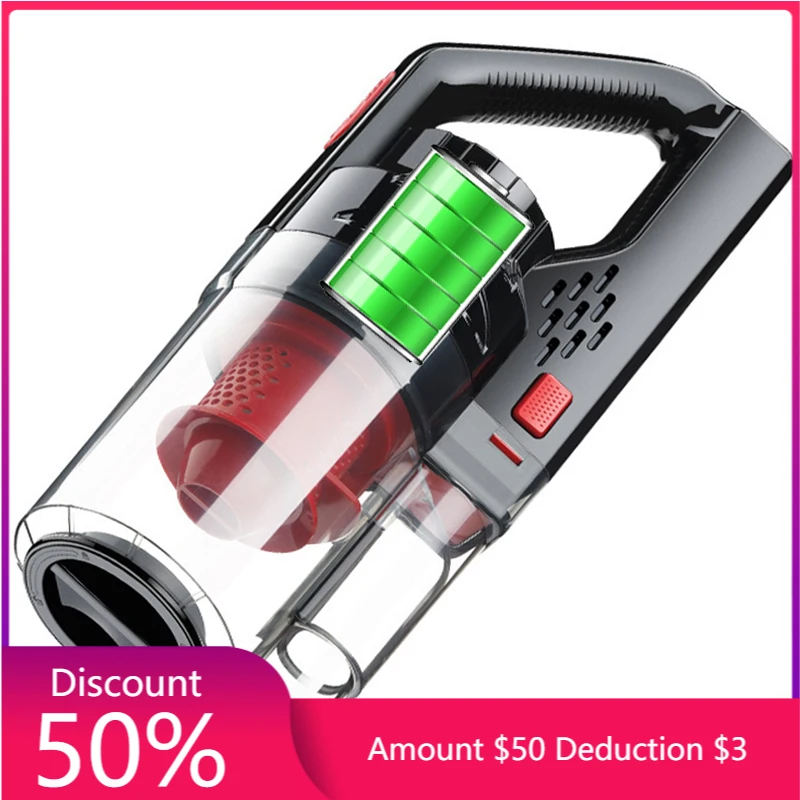 

Home & Car Vacuum Cleaner 150W 6000PA Wireless Rechargeable Vacuum Cleaner Strong Power Suction Handheld Vacuum Wet/Dry