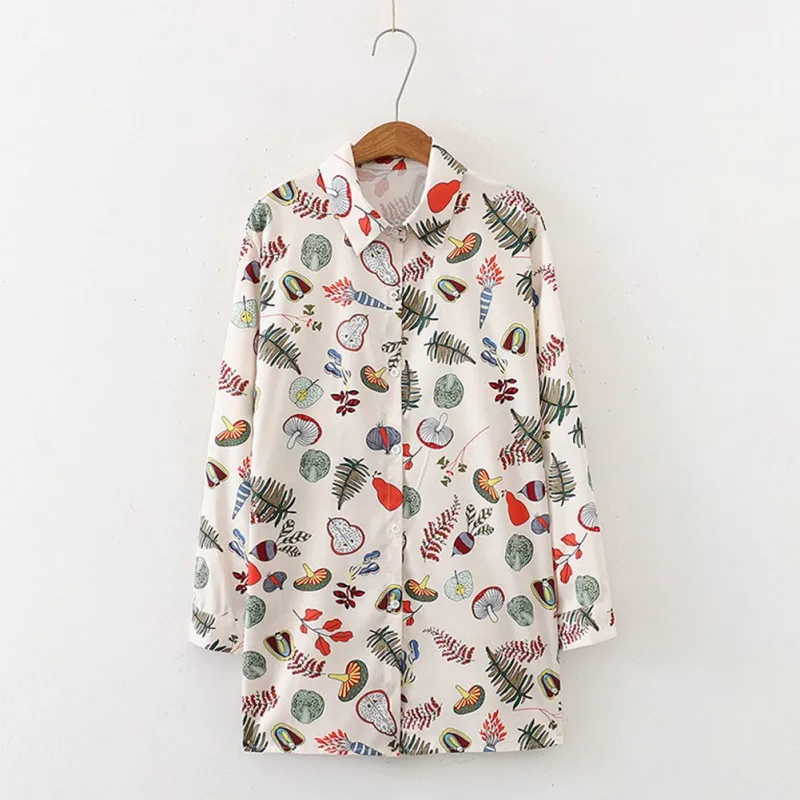 Женские хлопковые длинные рубашки с винтажным цветочным принтом рубашка