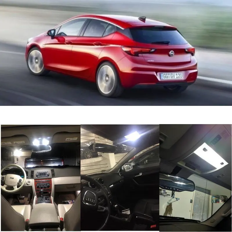 

12 шт., светодиодные лампы для салона автомобиля Opel Astra K 2018