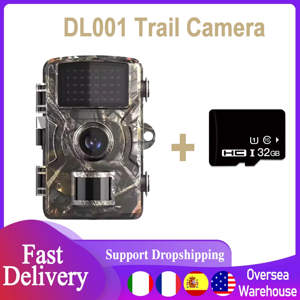 

фотоловушка для охоты, Охотничья камера DL001, 12 м, 1080P, HD, ночное видение, активация движением, 0,8 сек, ТРИГГЕРНАЯ камера для наблюдения за дикой ...