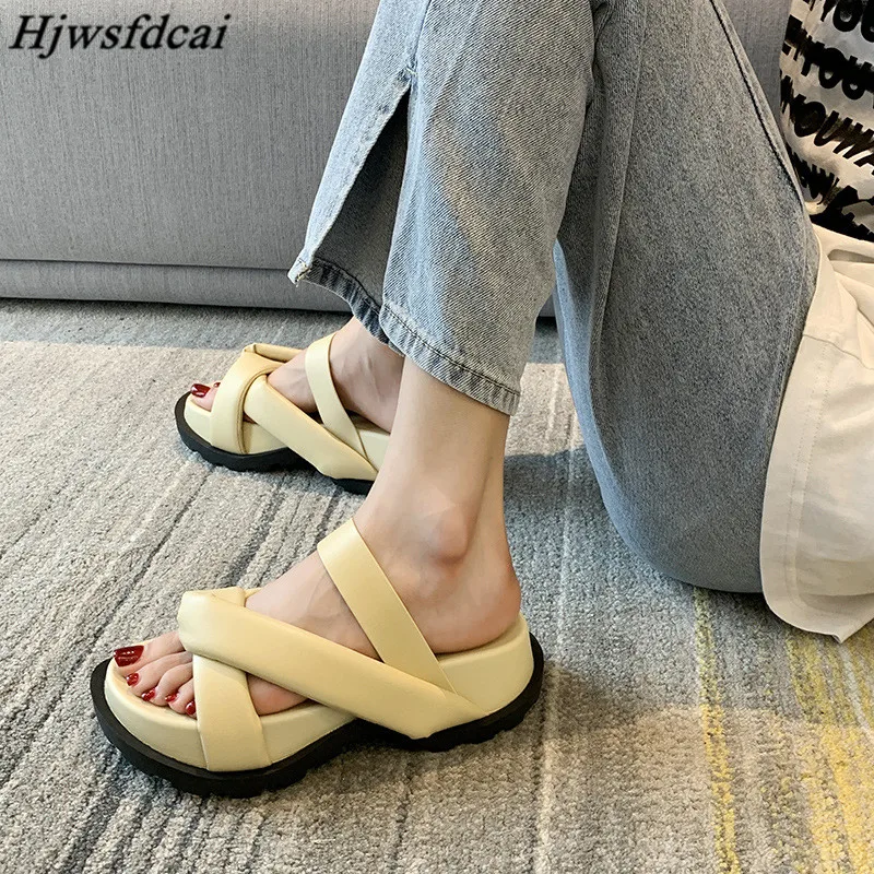 

Hjwsfdcai 2021 New Fashion Platform Slippers Women Shoe Summer Casual Beach Flip Flops Ladies Outdoor Non-Slip Roman Sandals