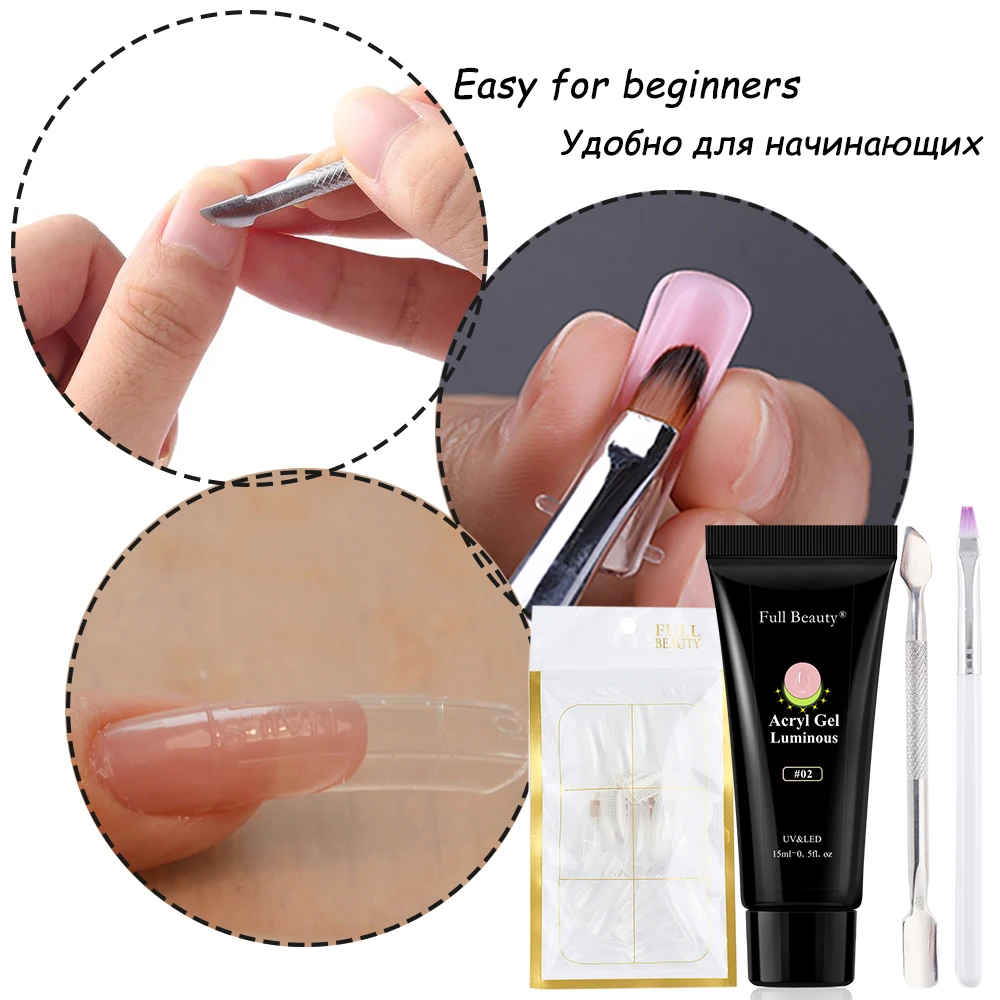 Набор для наращивания ногтей светящийся в темноте акриловый гель быстрое