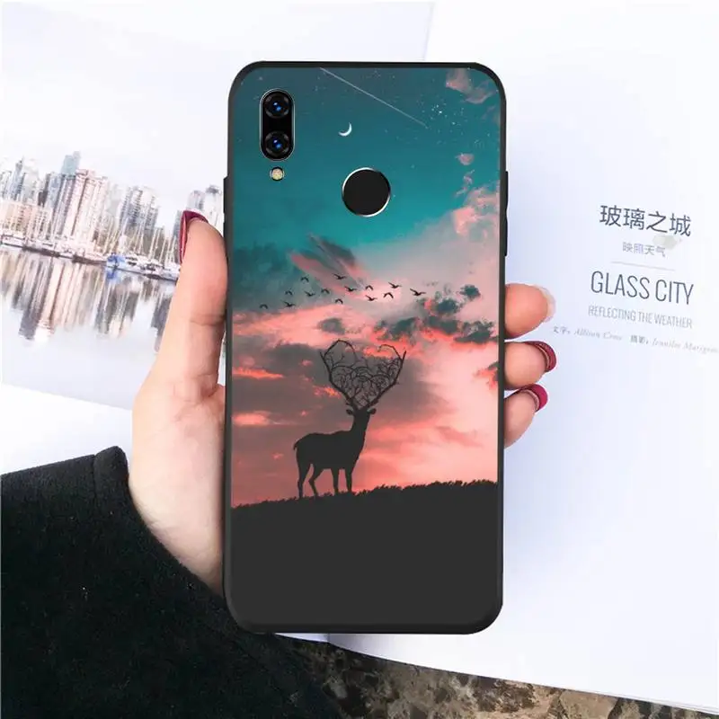 

Deer forest animal pattern Phone Cases For Huawei honor Mate P 10 20 30 40 Pro 10i 9 10 20 8 x Lite Luxury brand shell funda