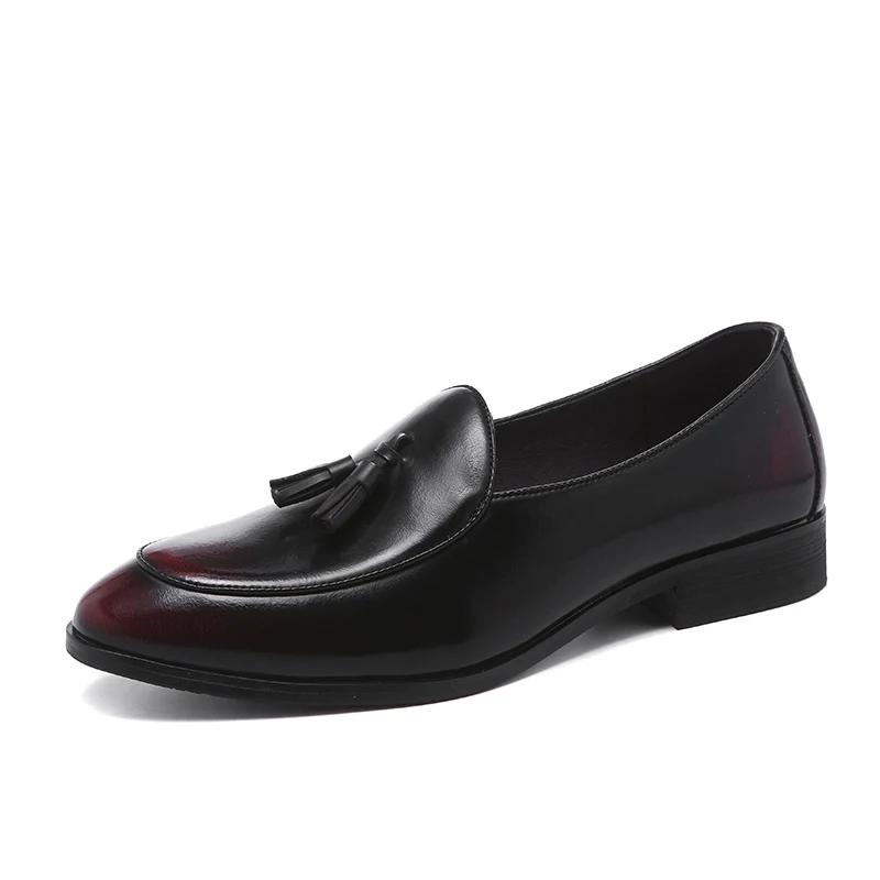 Men's Formal Dress Shoes Slip on Loafers with Tassels Fashion Pointed Toe High Glossy Leather Penny Loafer Size 6~13 | Обувь