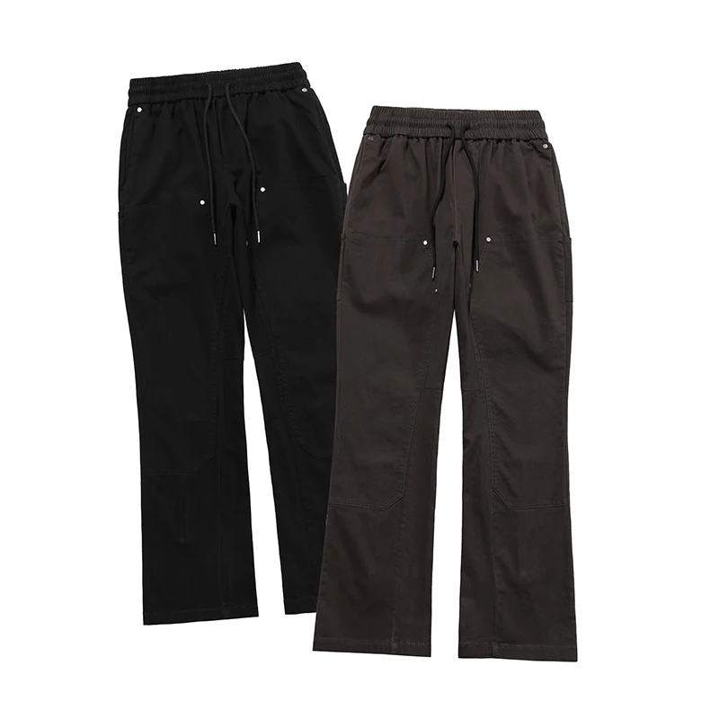 Коричневые черные прямые брюки-карго с регулируемой молнией модные повседневные