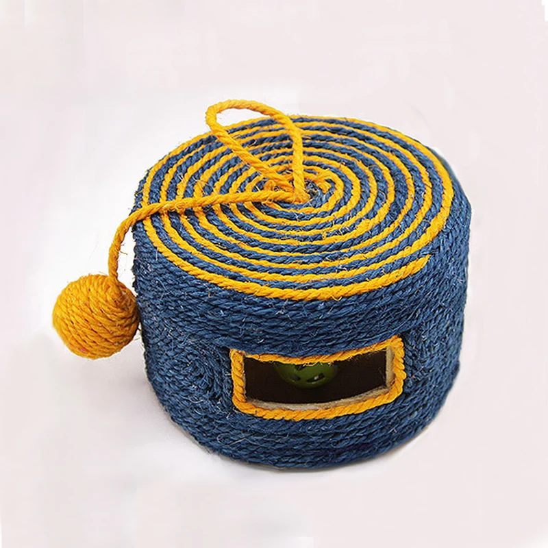 Pet Cat Toy Sisal Roller Scratching Post Cat Grinding Claws Sound Toys Woven Drum Type Wear-resistant Scartching Barrel