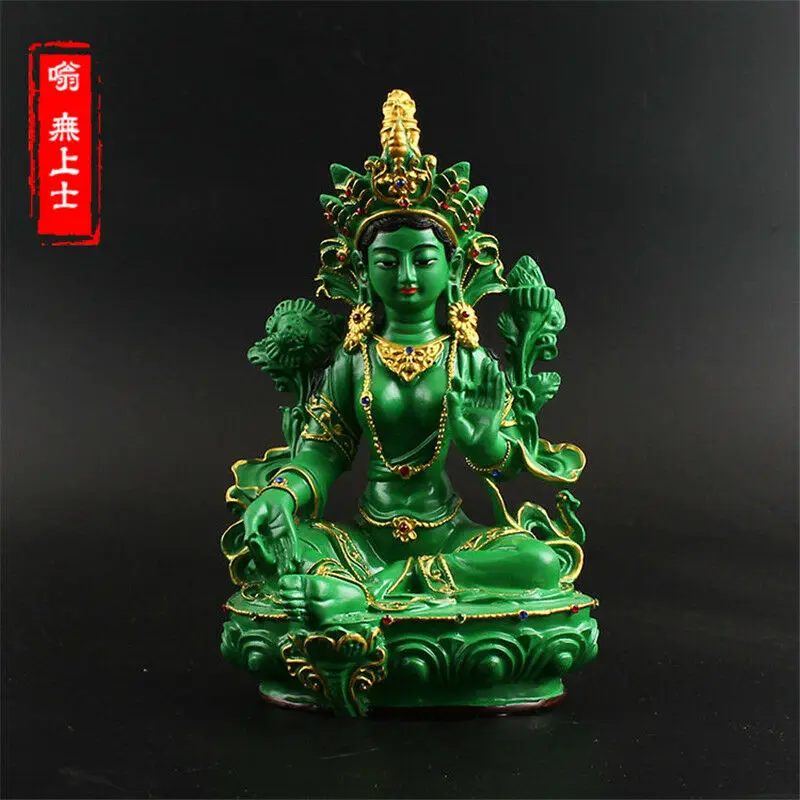 8 46 &quotТибетский буддизм смолы цветной рисунок ручной работы зеленый Тара Будда