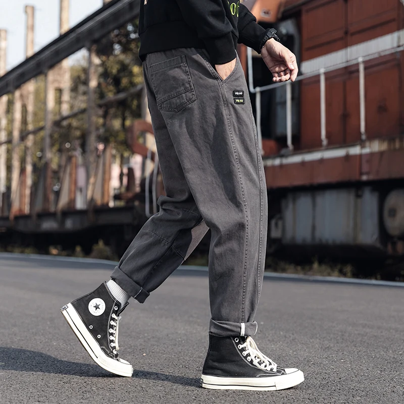 Прямые мужские брюки Свободные повседневные зимние спортивные хлопковые