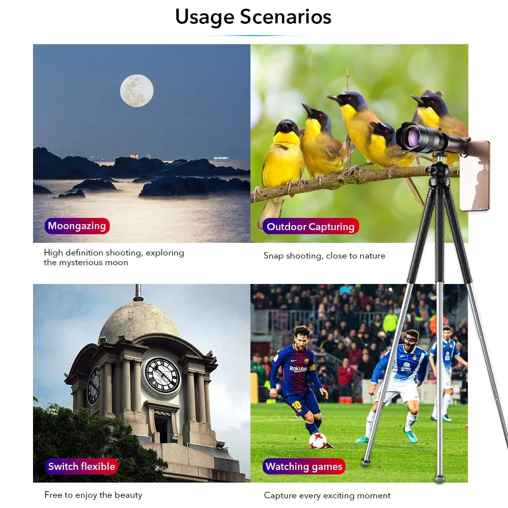 Металлический телескоп APEXEL HD 60X опционально телеобъектив монокуляр Мобильный