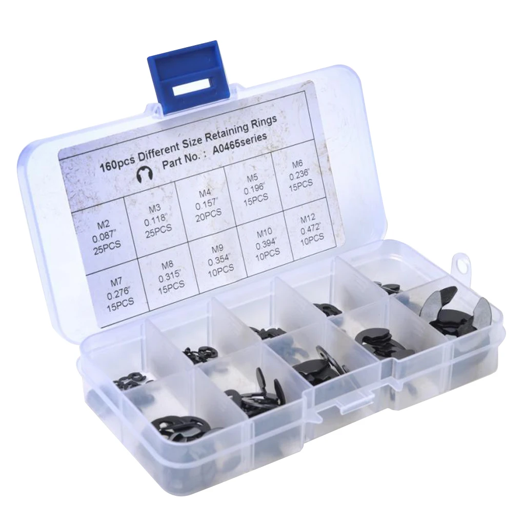 

Brand New Durable 160Pcs E-Clip Retaining Snap Assortment 9 Sizes