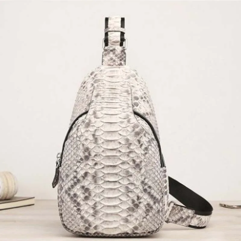 comprar Kafandi Alta Qualidade Python Pele Multi-funcional Masculino Saco De Peito Mensingle Bolsa De Ombro Pequena Mochila Cross-corpo Saco De Peito Masculino