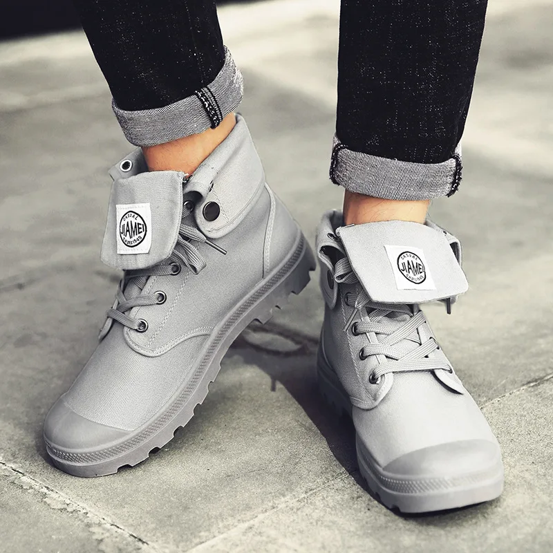 

New large size men's retro Martin boots high-top canvas shoes men's tooling boots fashion casual outdoor non-slip couple shoes