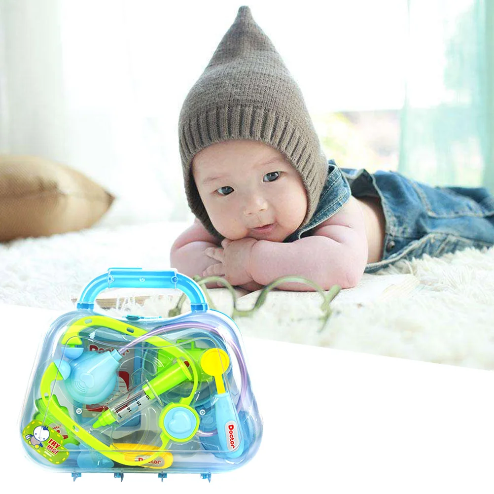 

1 комплект, набор для ролевых игр, набор для медсестер, имитация медицины с стетоскопом для малышей, мальчиков (синий)