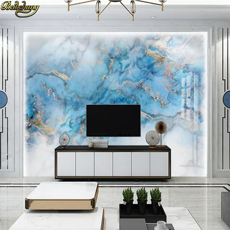 3d росписи обоев Современный Высококачественный светильник роскошная синяя