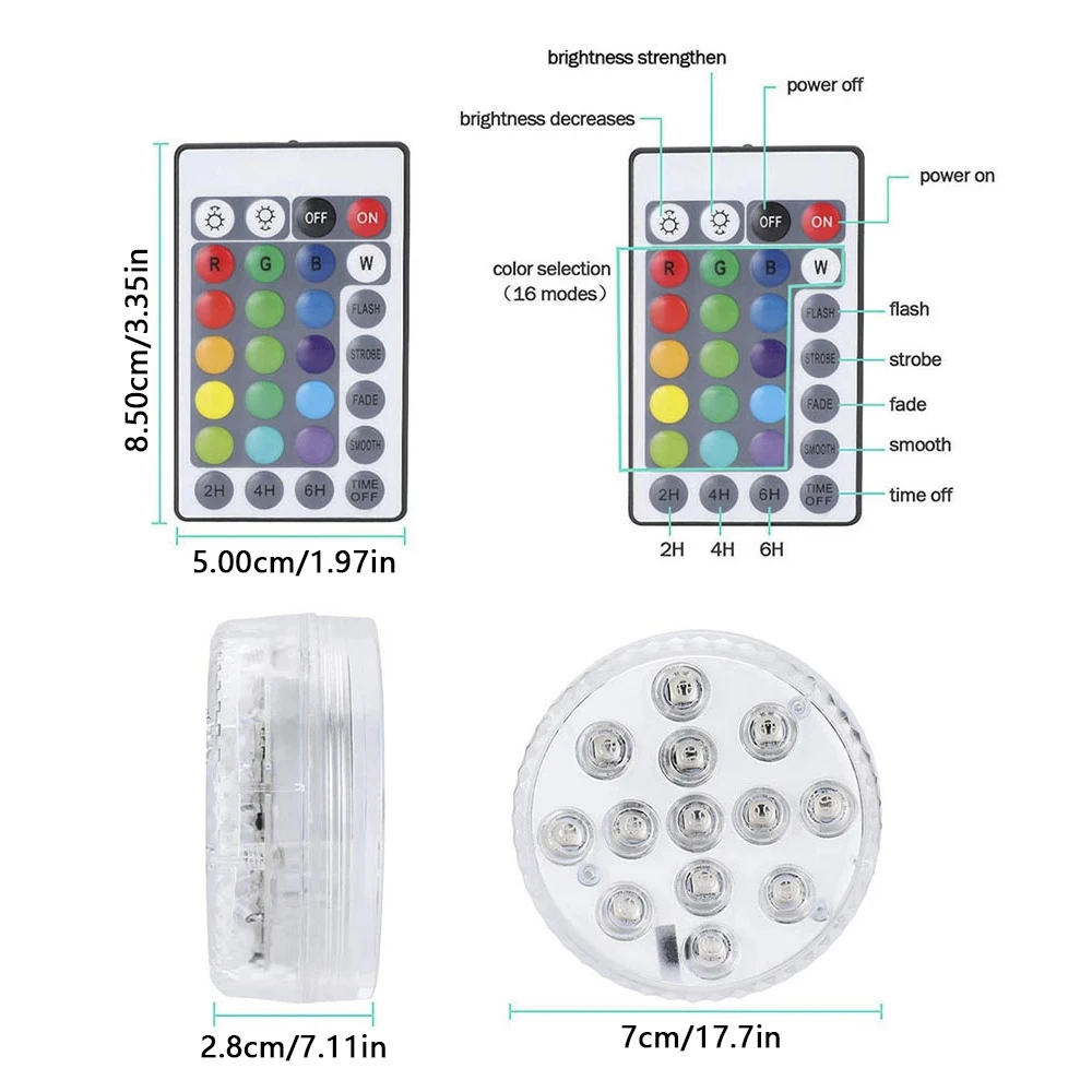 

13 LED Remote Controlled RGB Submersible Light Underwater Night Lamp Garden Swimming Pool Light for Wedding Party Vase Bowl
