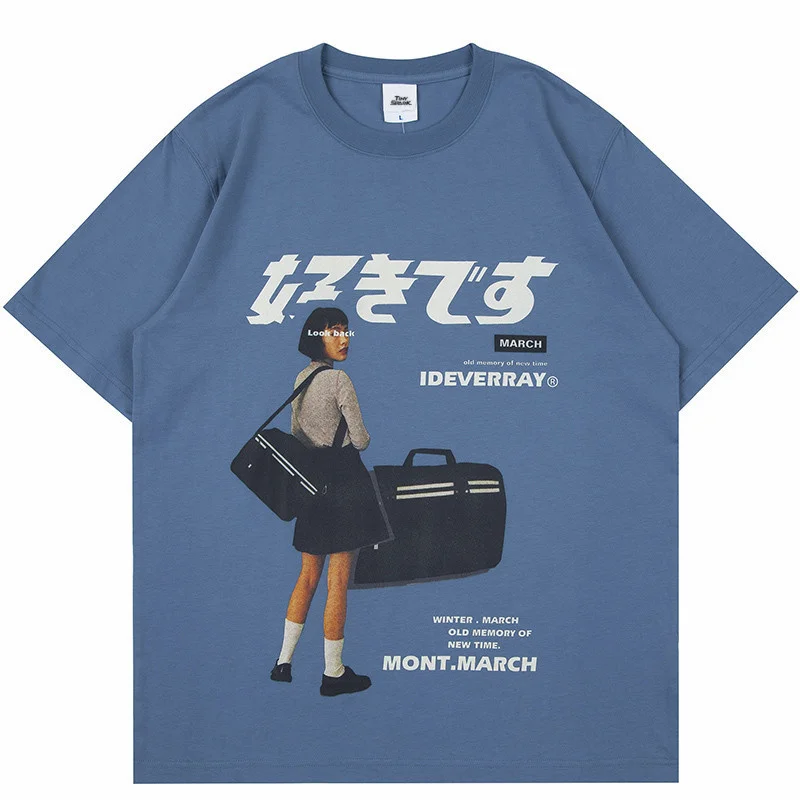 

2021 Men Summer Short Sleeve T-Shirt Cotton Loose Tops Tees Hip Hop Streetwear Harajuku T Shirt Girl Japanese Kanji Print Tshirt