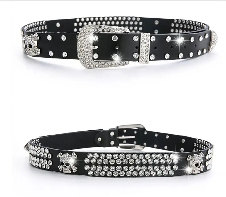 Новая женская джинсовая лента для талии чёрная кожаная стразы украшение в виде