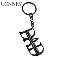 uonney dropshipping custom keychain name letter number engraving black plated stainless steel mens jewelry fathers day gift