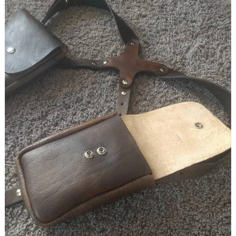 Кожаная сумка на плечо в стиле стимпанк для мужчин винтажный кошелек с двумя