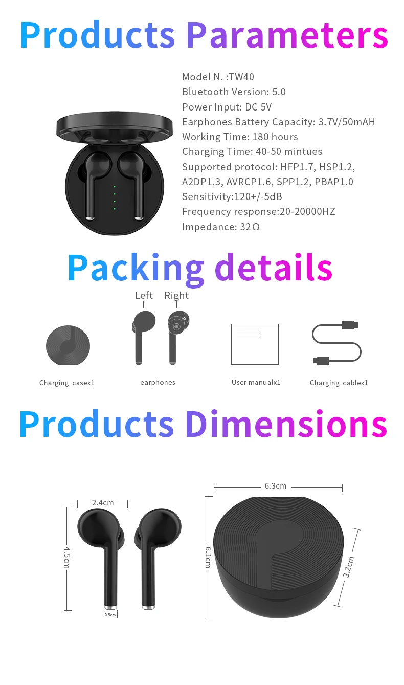 TW40 TWS Спортивные Беспроводные наушники Bluetooth Музыкальные наушники для iPhone 11 Pro Max для samsung huawei Xiaomi гарнитура громкой связи