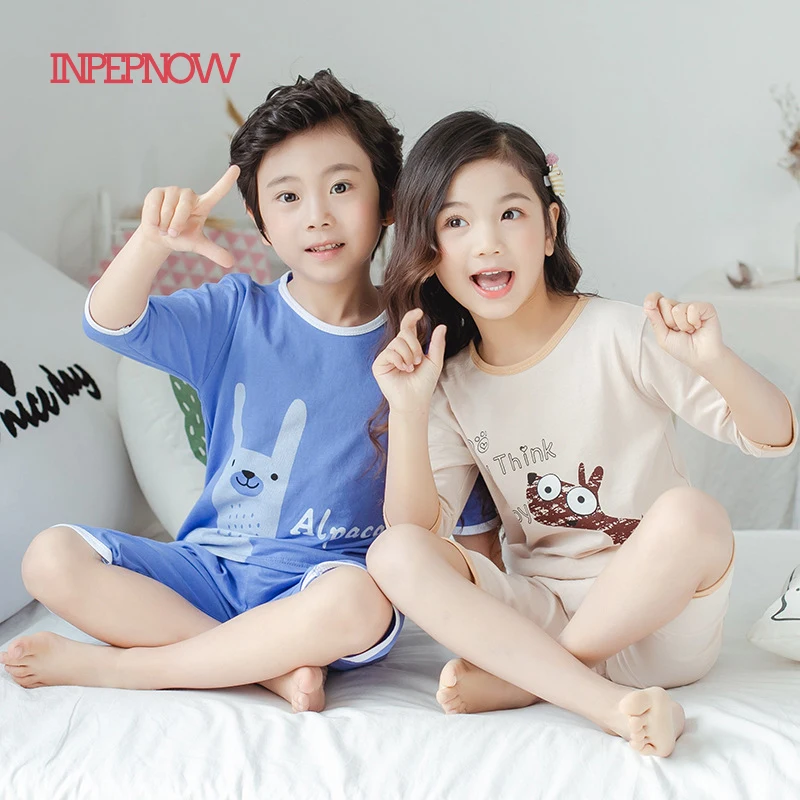 INPEPNOW/Повседневный детский пижамный комплект Infantil пижама с короткими рукавами