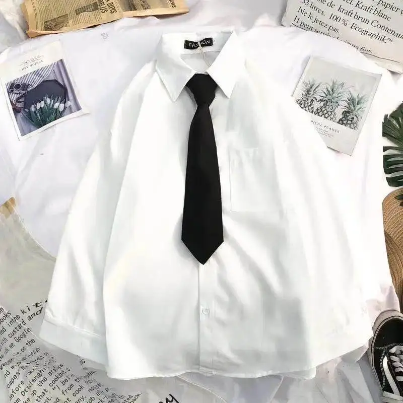

Shirts Women Harajuku Shirt White Shirt Studemt Stylish Blouses Button Up Shirt Oversize Korean Clothes 2021 Spring Top Femme