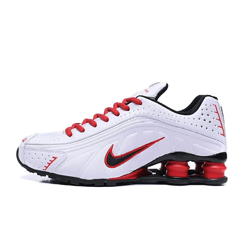 

Original Fashion Running Shoes Shox R4 All White Men Shoes Breathable Waterproof Men Air Column Sneakers Comfatable 40-46