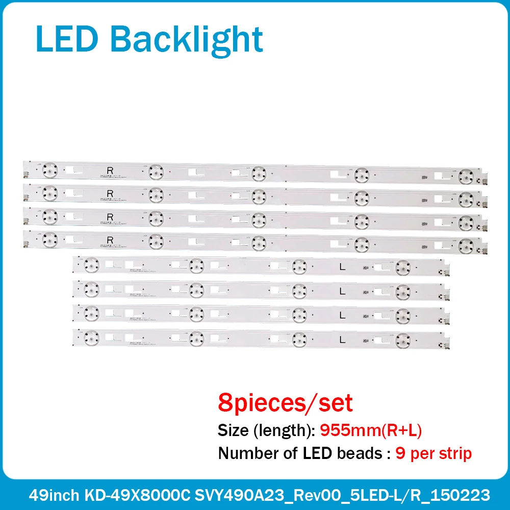 5set=40pcs led Backlight Strip for SONY 49inch KD-49X8000C led Strip SVY490A23_Rev00_5LED-L_150223 SVY490A23_Rev00_5LED-R_150223