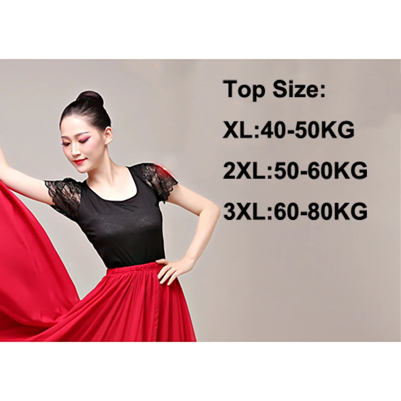 Black Top 9 цветов, юбка для фламенко для взрослых, для танца живота, однотонный танцевальный костюм, платья для женщин, для коррида, фестиваль, испанское представление - Цвет: Black Top